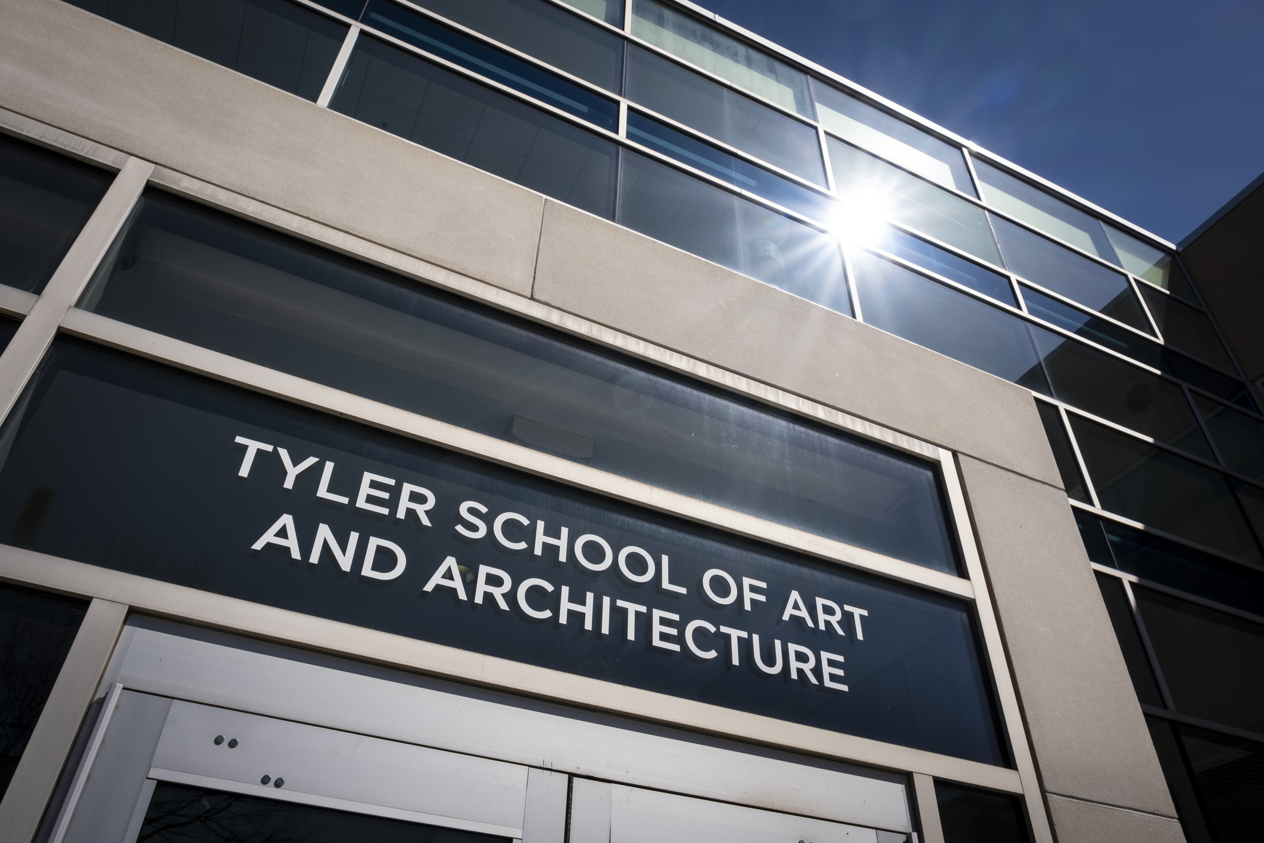 Image of the exterior entrance to the Tyler School of Art and Architecture building on Main Campus