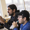 Students talking.