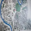 close-up view of color-coded city map