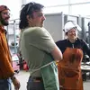 glass students in the workroom