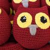 Red knitted owls.