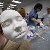A paster mold of a person's face.