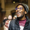 A student smiling.