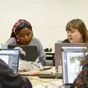 students working in a design classroom