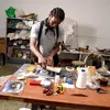 graduate student in studio