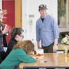 students talking and laughing